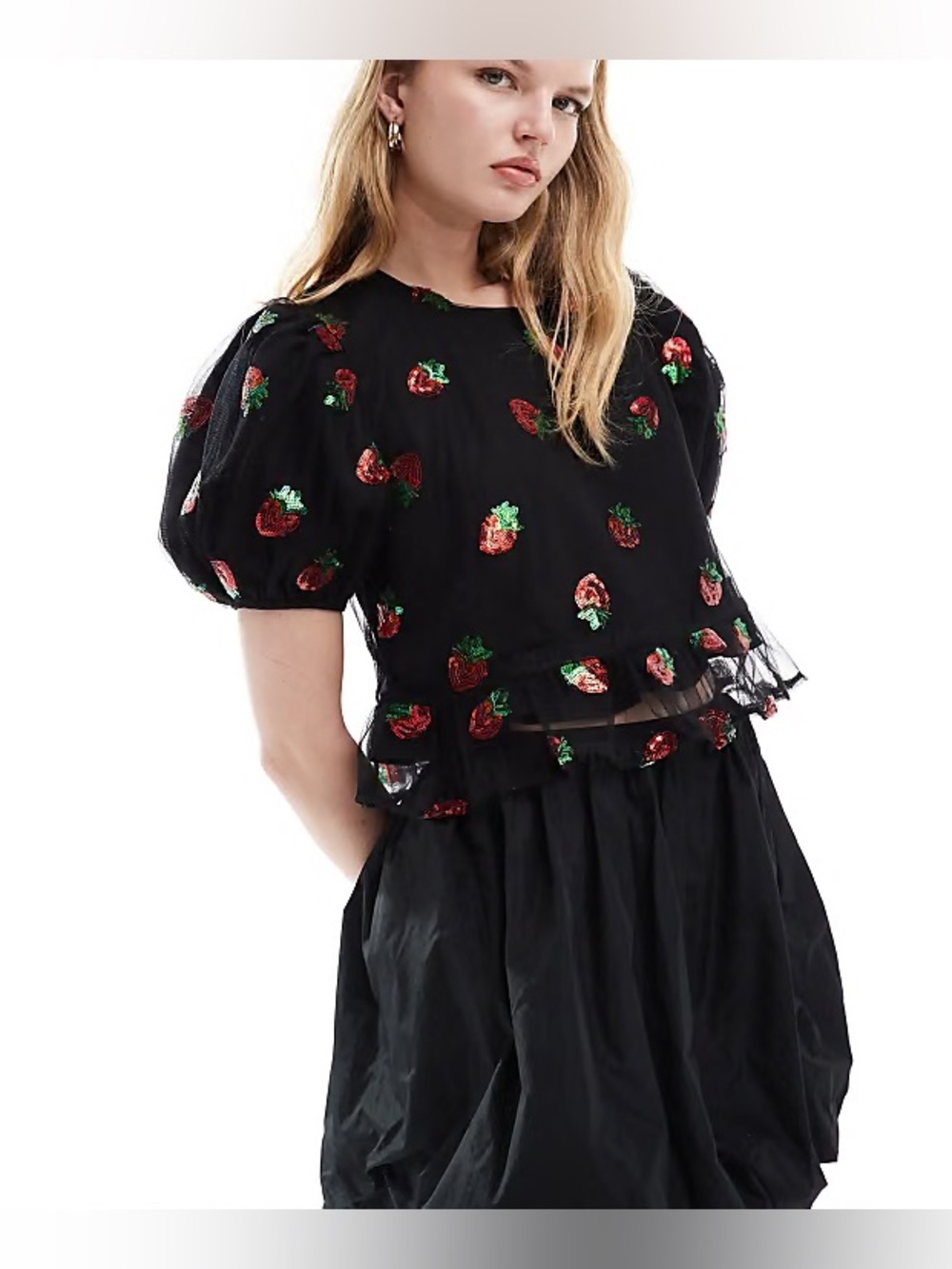 Sister Jane Strawberry Sequin Top